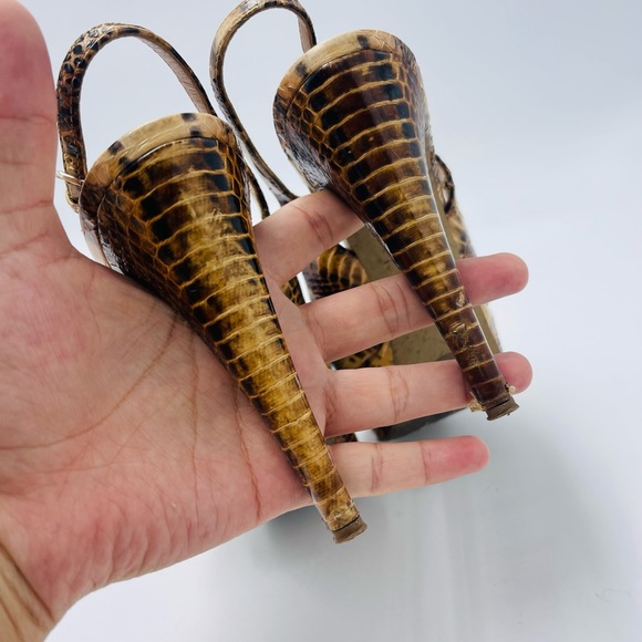 Multicolored Sergio Rossi snake skin Key Hole Open Toe Platform heels - Picture 7 of 10